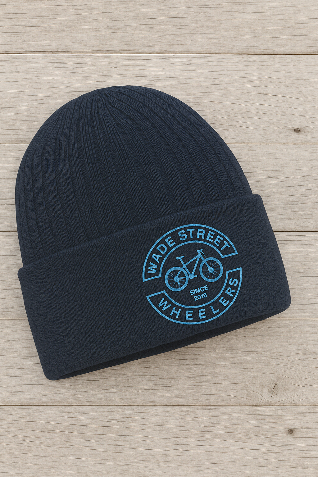 French Navy Beanie with light blue logo