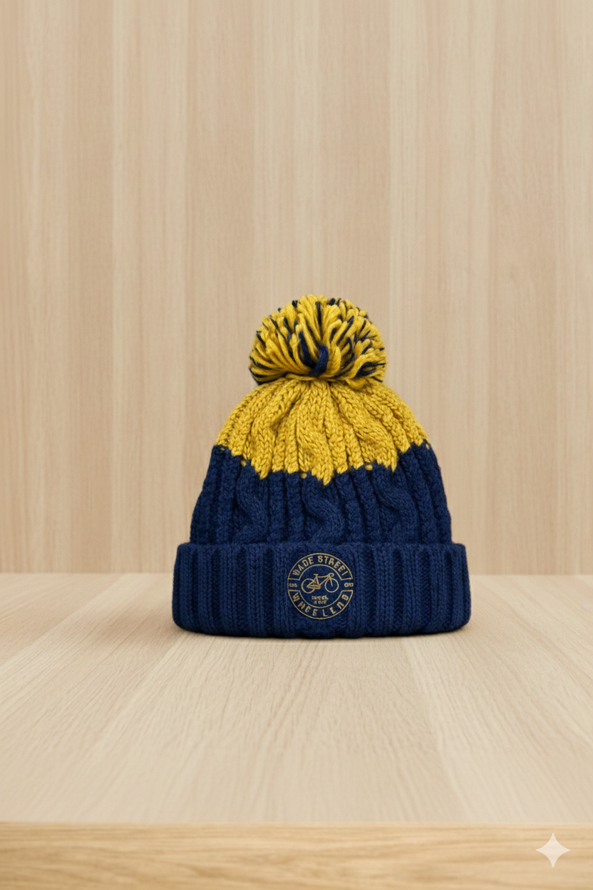 Oxford Navy and Mustard Bobble